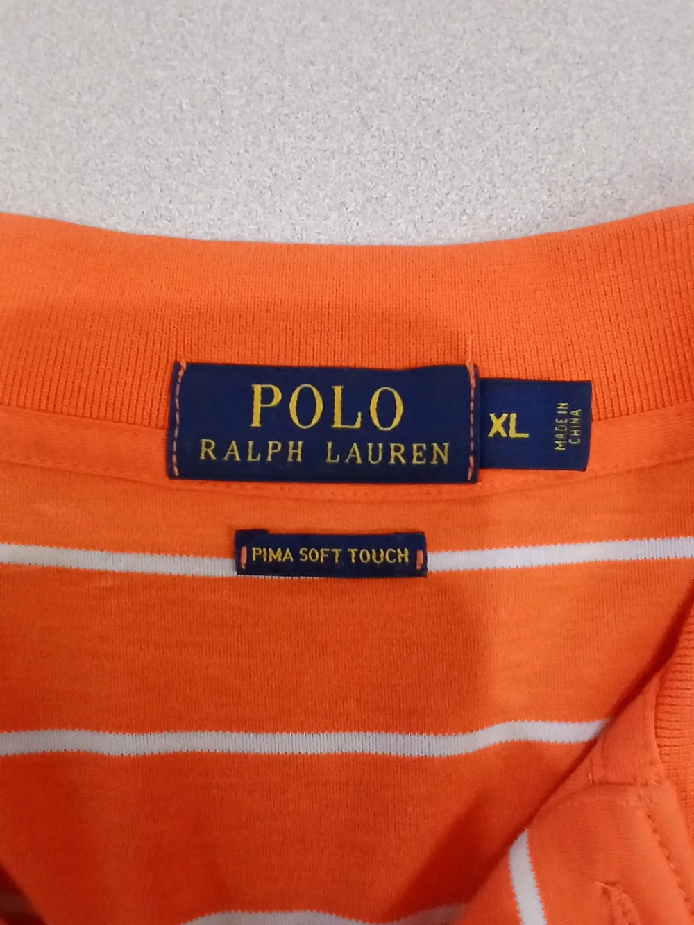 Ralph Lauren Orange and White Striped Polo Shirt